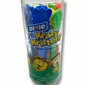 Dixie Krazy Kritters Cutlery Animal Utensils Plastic Forks Spoons Kids Children